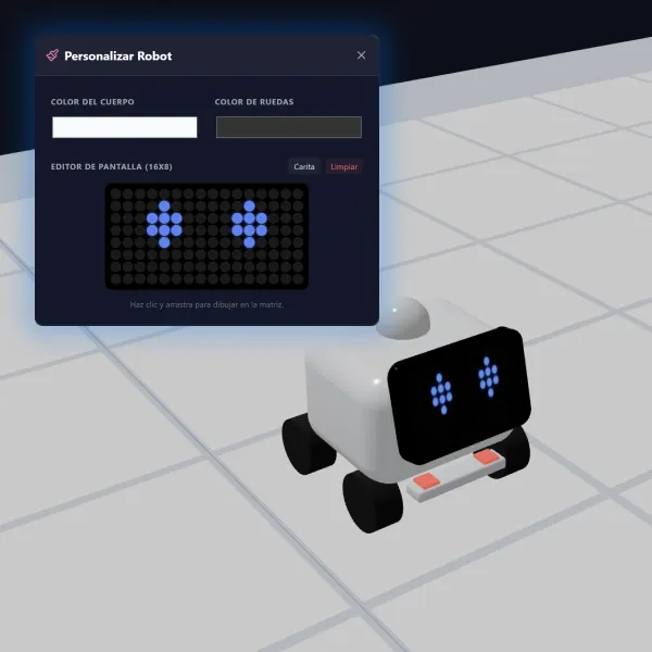 Taller del robot: piezas que se montan y personalización del aspecto