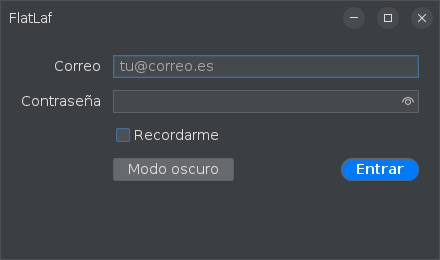 El mismo formulario con el tema oscuro
