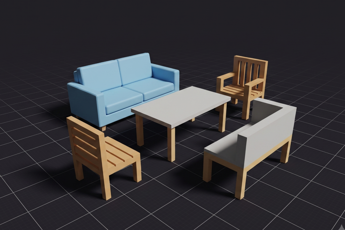 Mesa y Sillas, proyecto de Modeling Studio