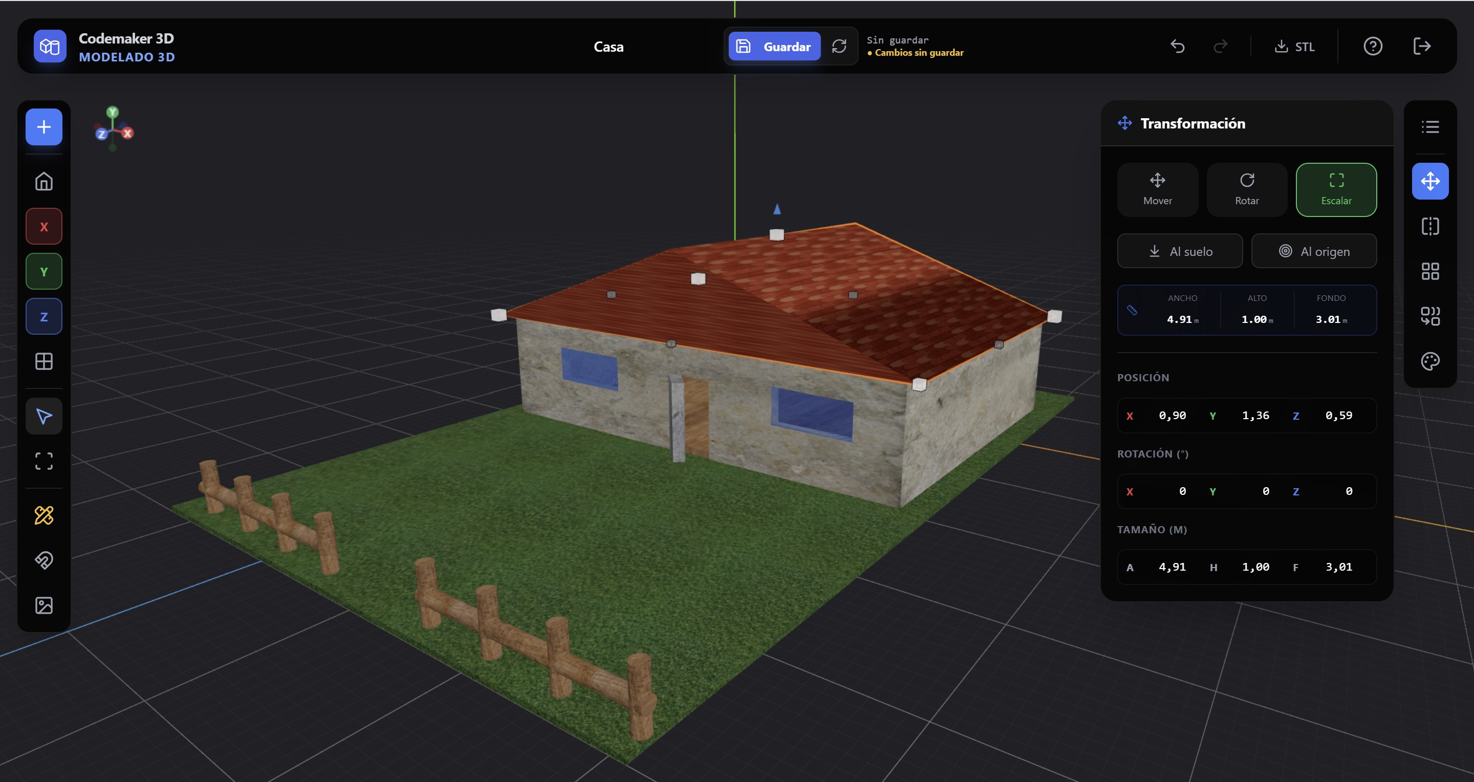 Alumno trabajando con el Modeling Studio de Codemaker3D en clase